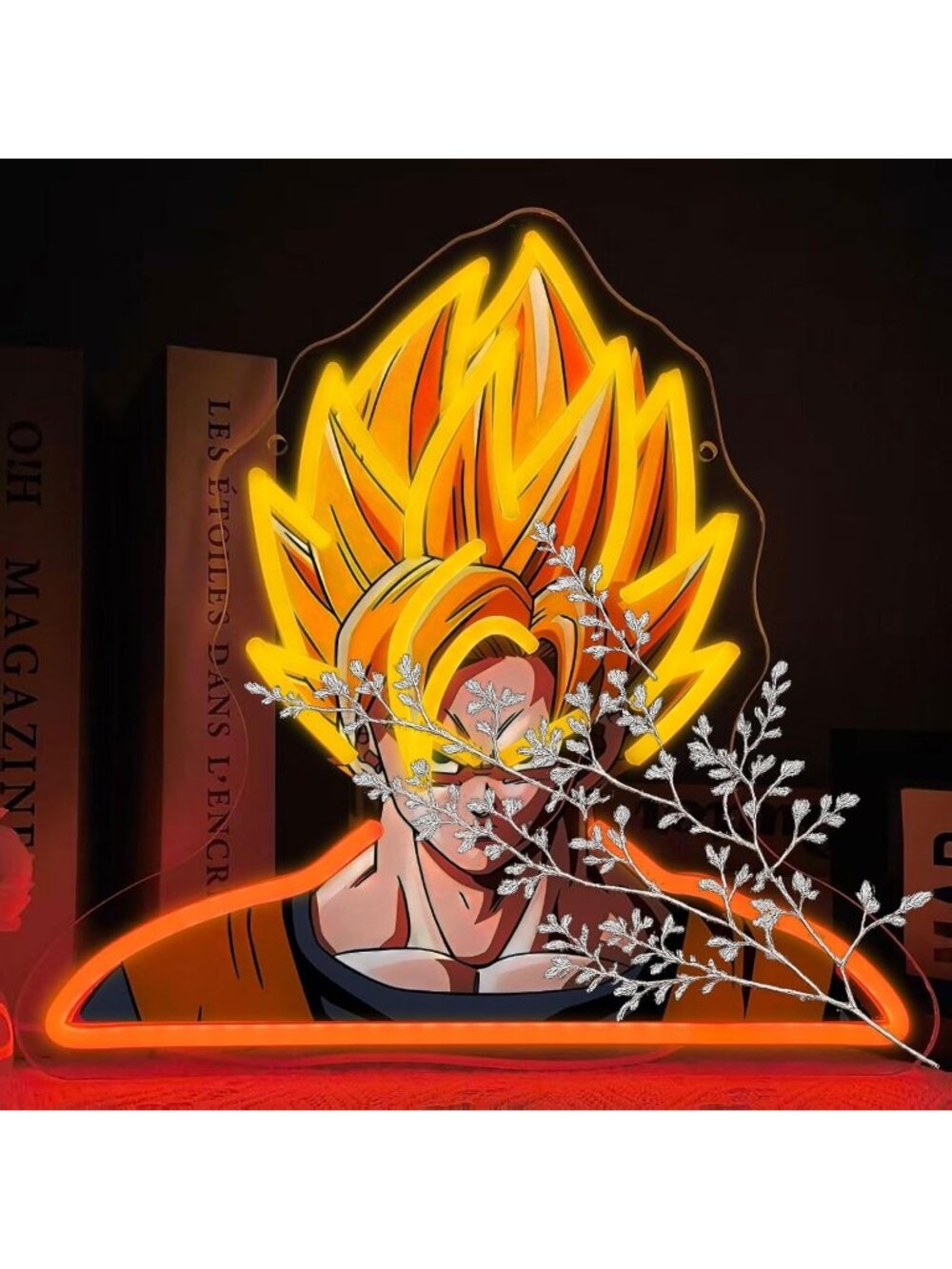 Anime Hero Neon Sign Golden Orange Dimmable LED Light Super Warrior Anime Theme